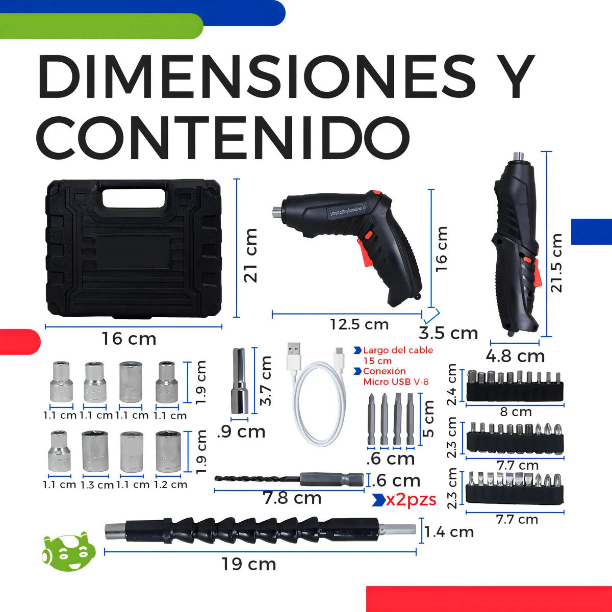 Kit Taladro Destornillador Inalámbrico